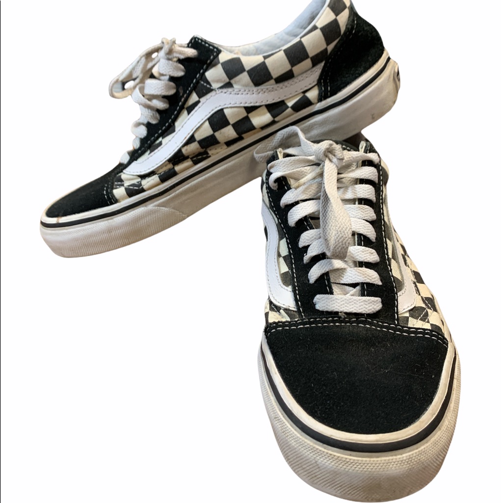 Vans Old Skool Black & White Checkered Lace Up Suede Canvas Unisex Sz 6.5/8.0